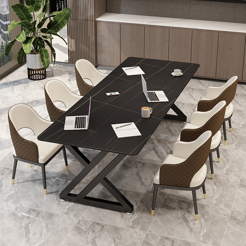 Bureau de bureau rectangulaire de style moderne Bureau de base de traîneau en pierre fritté