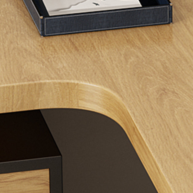 L-Shape Writing Desk Industrial Style Solid Wood Office Desk