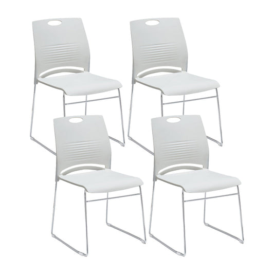 Low Back Armless Conference Chair Modern Lumbar Support Chair White 4 Piece Set