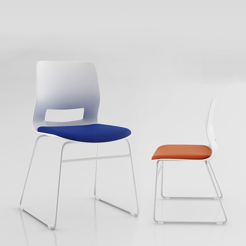 White Frame Conference Chair Contemporary Armless Chair mit Polster
