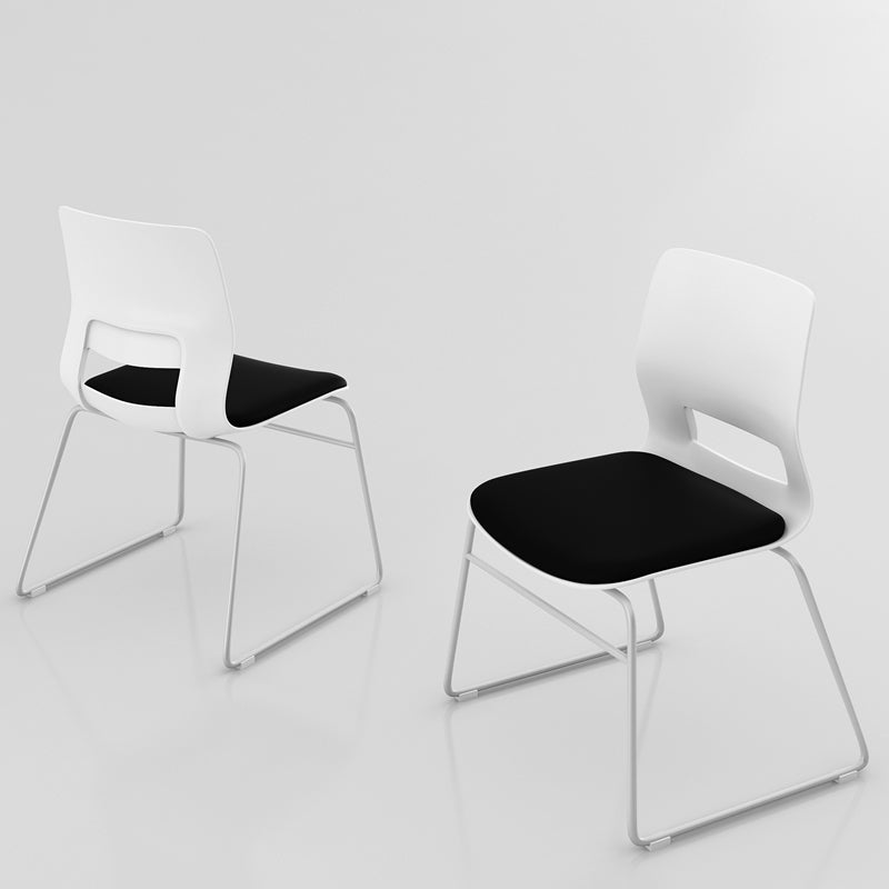 White Frame Conference Chair Contemporary Armless Chair mit Polster