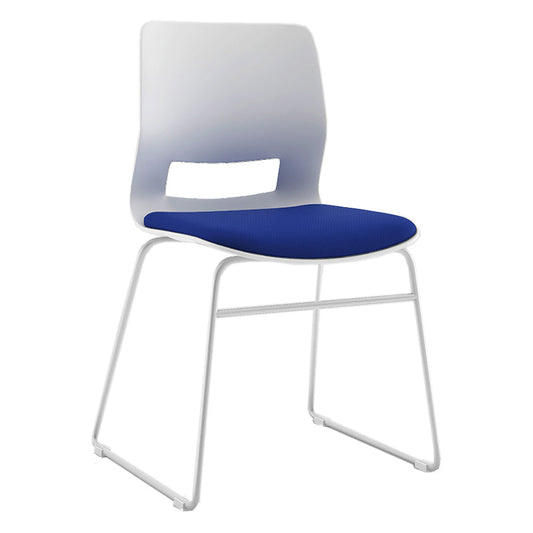 White Frame Conference Chair Contemporary Armless Chair with Upholstered Blue 1 Piece