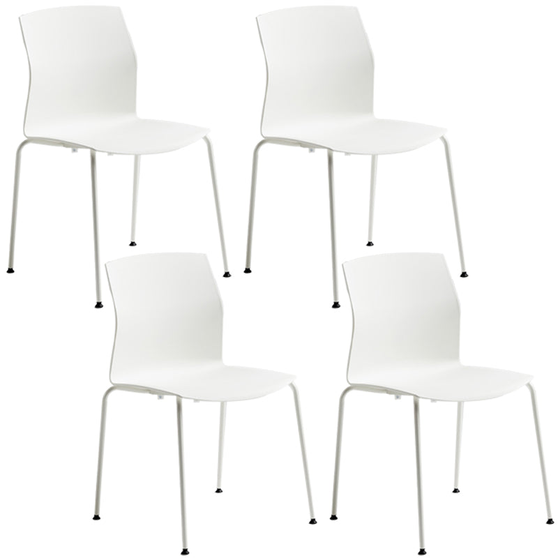 Metal Base Contemporary Armless Office Chair Ergonomic Conference Chair White 4 Piece Set Clearhalo 'furn' 'furn_office_chair' 'Furniture' 'Office Chairs' 'Office Furniture' 'office_chair' 5349583