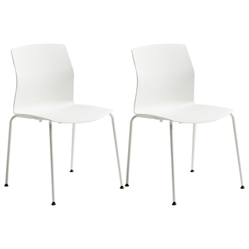 Metal Base Contemporary Armless Office Chair Ergonomic Conference Chair White 2 Piece Set Clearhalo 'furn' 'furn_office_chair' 'Furniture' 'Office Chairs' 'Office Furniture' 'office_chair' 5349586