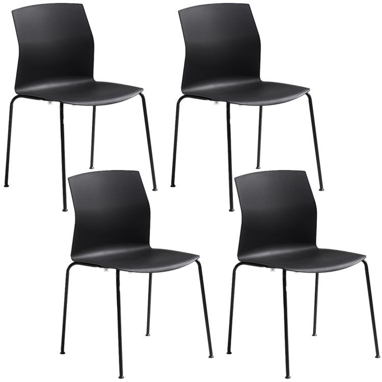 Metal Base Contemporary Armless Office Chair Ergonomic Conference Chair Matte Black 4 Piece Set Clearhalo 'furn' 'furn_office_chair' 'Furniture' 'Office Chairs' 'Office Furniture' 'office_chair' 5349588