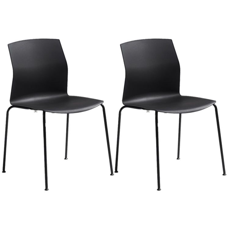 Metal Base Contemporary Armless Office Chair Ergonomic Conference Chair Matte Black 2 Piece Set Clearhalo 'furn' 'furn_office_chair' 'Furniture' 'Office Chairs' 'Office Furniture' 'office_chair' 5349593