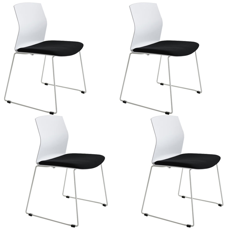 Metal Base Contemporary Armless Office Chair Ergonomic Conference Chair White-Black 4 Piece Set Clearhalo 'furn' 'furn_office_chair' 'Furniture' 'Office Chairs' 'Office Furniture' 'office_chair' 5349594