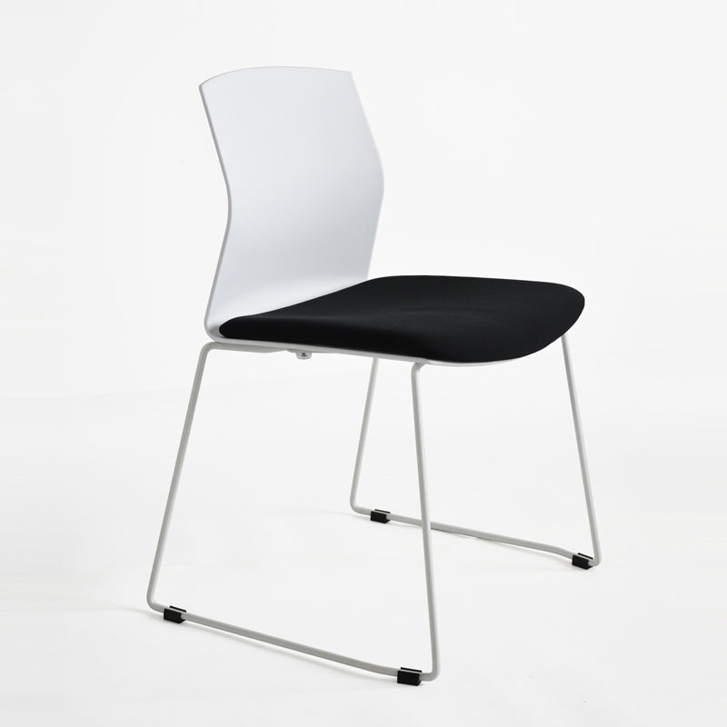 Metal Base Contemporary Armless Office Chair Ergonomic Conference Chair White-Black 1 Piece Clearhalo 'furn' 'furn_office_chair' 'Furniture' 'Office Chairs' 'Office Furniture' 'office_chair' 5349596