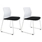 Metal Base Contemporary Armless Office Chair Ergonomic Conference Chair White-Black 2 Piece Set Clearhalo 'furn' 'furn_office_chair' 'Furniture' 'Office Chairs' 'Office Furniture' 'office_chair' 5349599