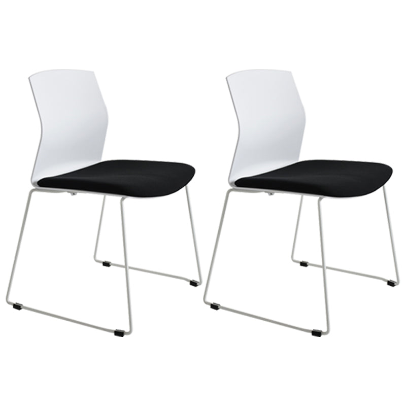 Metal Base Contemporary Armless Office Chair Ergonomic Conference Chair White-Black 2 Piece Set Clearhalo 'furn' 'furn_office_chair' 'Furniture' 'Office Chairs' 'Office Furniture' 'office_chair' 5349599