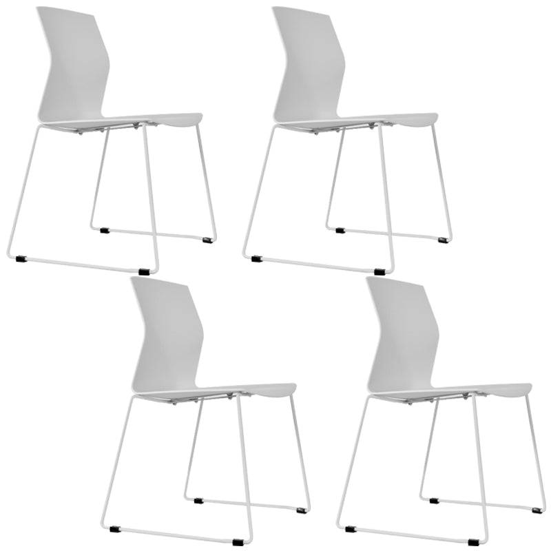 Metal Base Contemporary Armless Office Chair Ergonomic Conference Chair Textured White 4 Piece Set Clearhalo 'furn' 'furn_office_chair' 'Furniture' 'Office Chairs' 'Office Furniture' 'office_chair' 5349601
