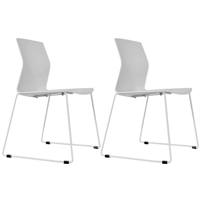 Metal Base Contemporary Armless Office Chair Ergonomic Conference Chair Textured White 2 Piece Set Clearhalo 'furn' 'furn_office_chair' 'Furniture' 'Office Chairs' 'Office Furniture' 'office_chair' 5349604