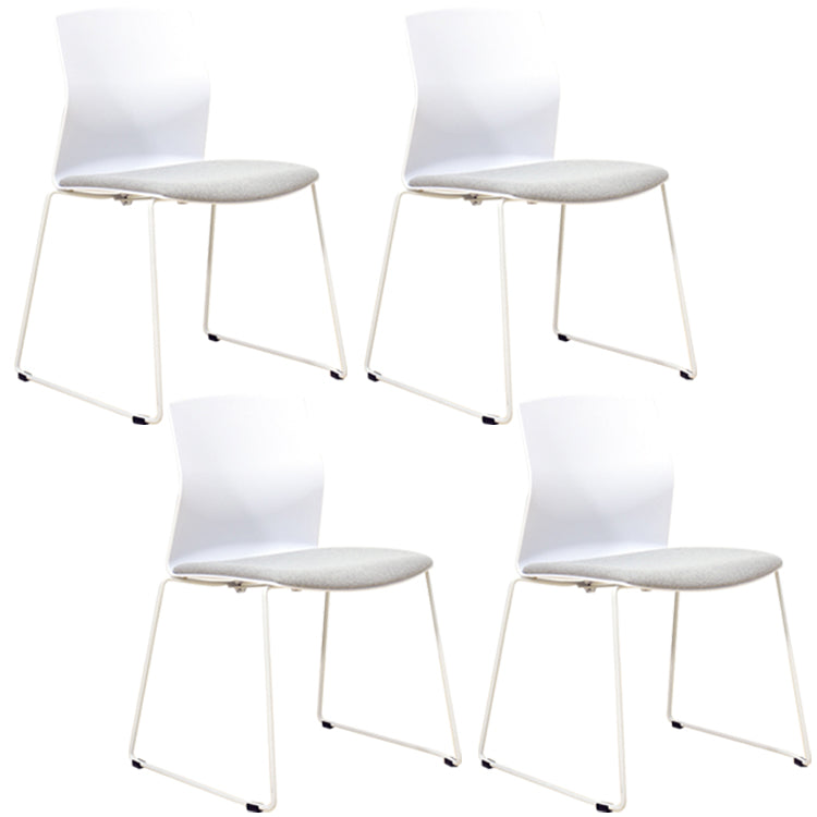 Metal Base Contemporary Armless Office Chair Ergonomic Conference Chair White-Gray 4 Piece Set Clearhalo 'furn' 'furn_office_chair' 'Furniture' 'Office Chairs' 'Office Furniture' 'office_chair' 5349606