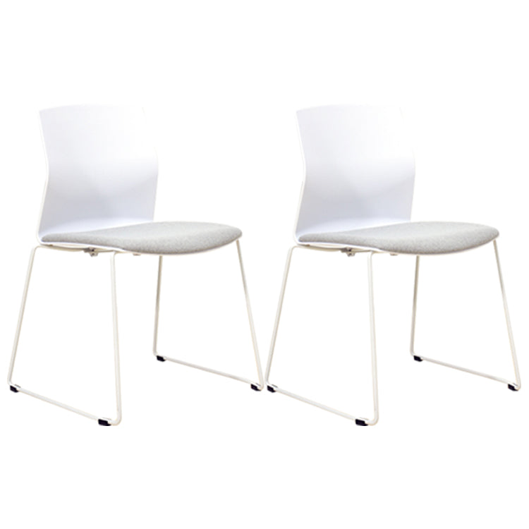 Metal Base Contemporary Armless Office Chair Ergonomic Conference Chair White-Gray 2 Piece Set Clearhalo 'furn' 'furn_office_chair' 'Furniture' 'Office Chairs' 'Office Furniture' 'office_chair' 5349610