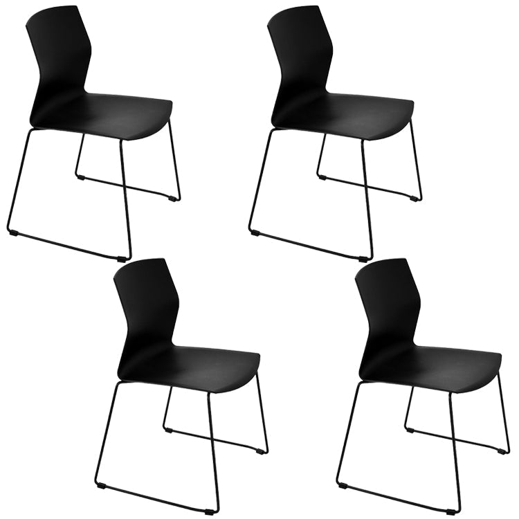 Metal Base Contemporary Armless Office Chair Ergonomic Conference Chair Black 4 Piece Set Clearhalo 'furn' 'furn_office_chair' 'Furniture' 'Office Chairs' 'Office Furniture' 'office_chair' 5349611