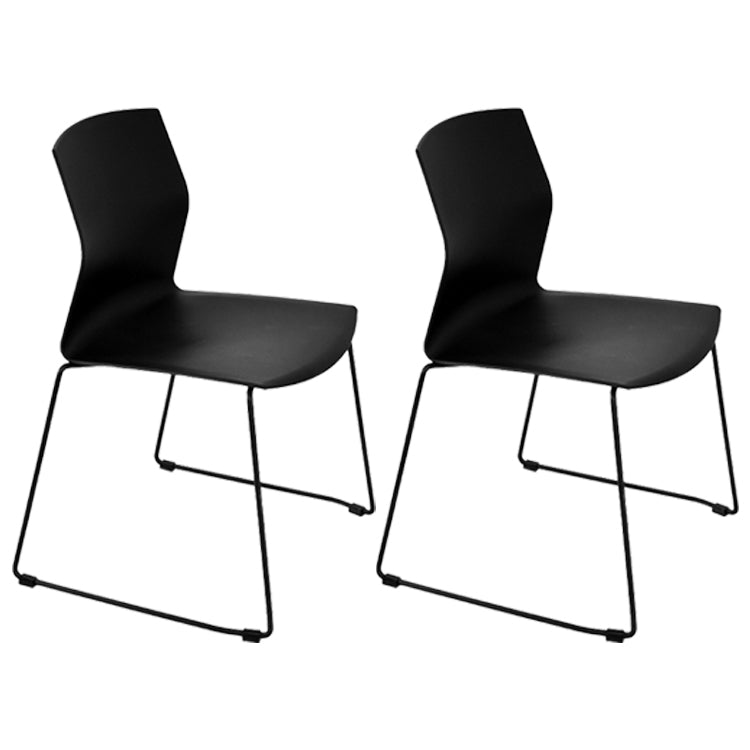Metal Base Contemporary Armless Office Chair Ergonomic Conference Chair Black 2 Piece Set Clearhalo 'furn' 'furn_office_chair' 'Furniture' 'Office Chairs' 'Office Furniture' 'office_chair' 5349613
