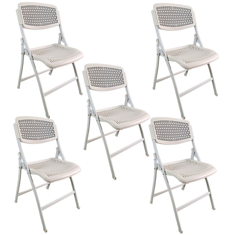 Metal Frame Conference Chair Modern Armless Plastic Folding Chair White 5 Piece Set Clearhalo 'furn' 'furn_office_chair' 'Furniture' 'Office Chairs' 'Office Furniture' 'office_chair' 5349678