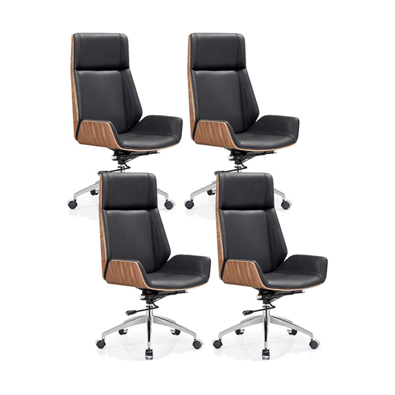 Metal Base Contemporary Armless Desk Chair Ergonomic Mid-Back Office Chair 4 Piece Set High-Back (Over 22 in.) Clearhalo 'furn' 'furn_office_chair' 'Furniture' 'Office Chairs' 'Office Furniture' 'office_chair' 5349763