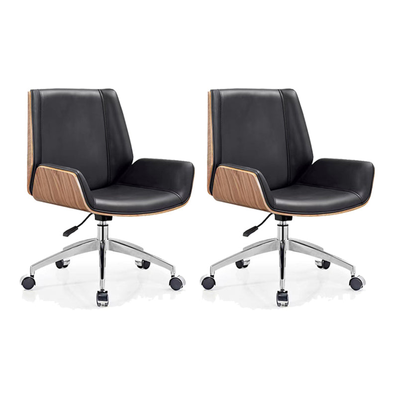 Metal Base Contemporary Armless Desk Chair Ergonomic Mid-Back Office Chair 2 Piece Set Mid-Back (14-22 in.) Clearhalo 'furn' 'furn_office_chair' 'Furniture' 'Office Chairs' 'Office Furniture' 'office_chair' 5349768