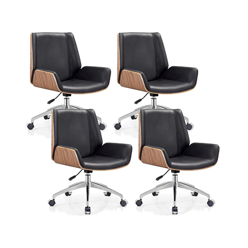 Metal Base Contemporary Armless Desk Chair Ergonomic Mid-Back Office Chair 4 Piece Set Mid-Back (14-22 in.) Clearhalo 'furn' 'furn_office_chair' 'Furniture' 'Office Chairs' 'Office Furniture' 'office_chair' 5349770