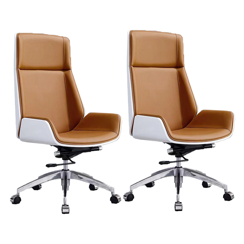 Metal Base Contemporary Armless Desk Chair Ergonomic Mid-Back Office Chair Orange White 2 Piece Set High-Back (Over 22 in.) Clearhalo 'furn' 'furn_office_chair' 'Furniture' 'Office Chairs' 'Office Furniture' 'office_chair' 5349773