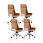 Metal Base Contemporary Armless Desk Chair Ergonomic Mid-Back Office Chair Orange White 4 Piece Set High-Back (Over 22 in.) Clearhalo 'furn' 'furn_office_chair' 'Furniture' 'Office Chairs' 'Office Furniture' 'office_chair' 5349775