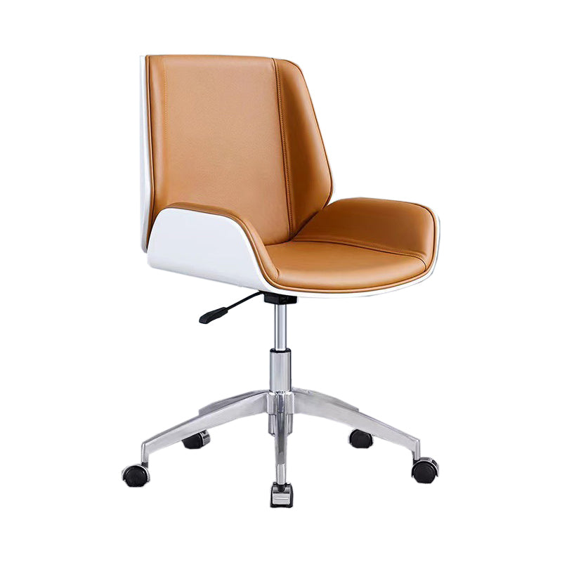Metal Base Contemporary Armless Desk Chair Ergonomic Mid-Back Office Chair Orange White 1 Piece Mid-Back (14-22 in.) Clearhalo 'furn' 'furn_office_chair' 'Furniture' 'Office Chairs' 'Office Furniture' 'office_chair' 5349777