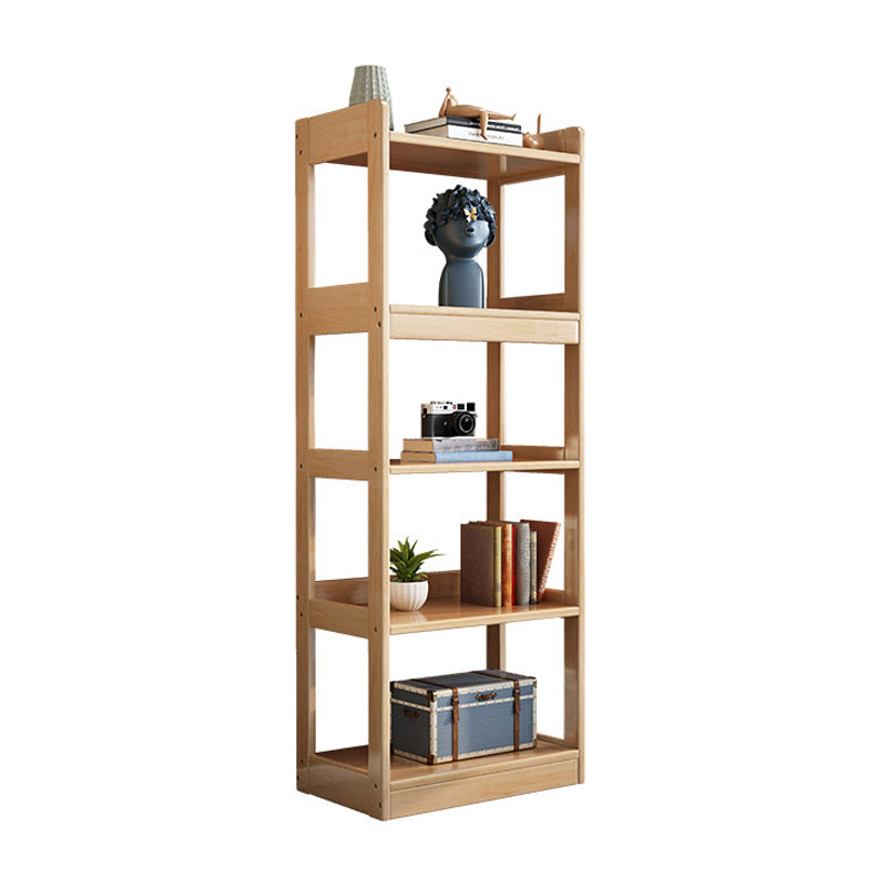 Contemporary Rubberwood Bookshelf Open Back Bookcase for Home Office 25.2"L x 11.8"W x 63"H Natural Clearhalo 'Bookcases' 'furn' 'furn_bookcases' 'Furniture' 'Office Furniture' 5350100
