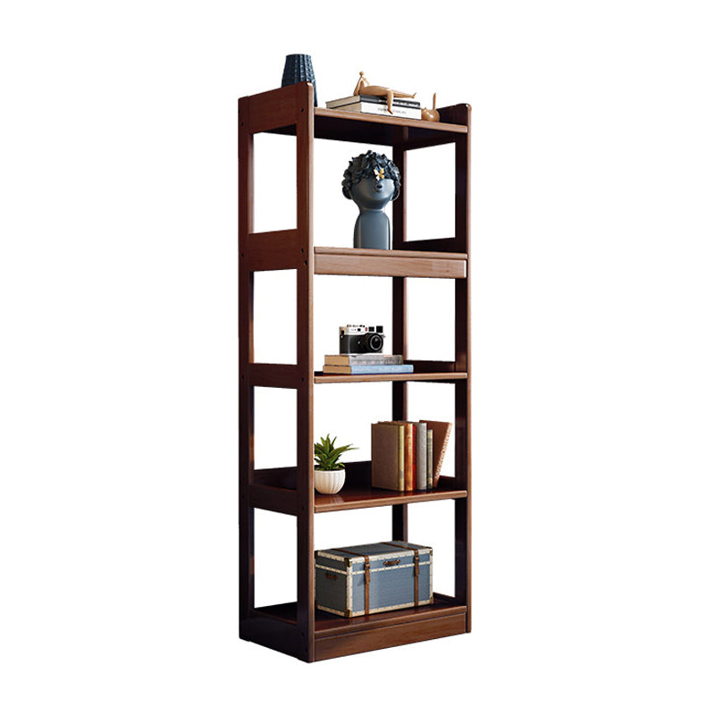 Contemporary Rubberwood Bookshelf Open Back Bookcase for Home Office 25.2"L x 11.8"W x 63"H Walnut Clearhalo 'Bookcases' 'furn' 'furn_bookcases' 'Furniture' 'Office Furniture' 5350102