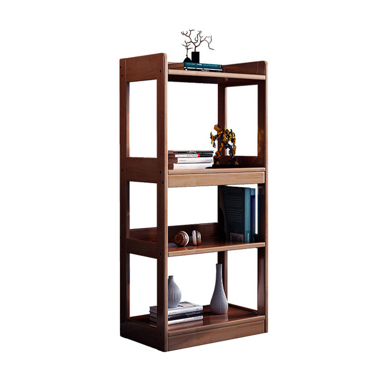 Contemporary Rubberwood Bookshelf Open Back Bookcase for Home Office 25.2"L x 11.8"W x 50.8"H Walnut Clearhalo 'Bookcases' 'furn' 'furn_bookcases' 'Furniture' 'Office Furniture' 5350108