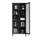 Modern Bookshelf Metal Closed Back Bookcase with Door for Office 27.6"L x 13.8"W x 70.9"H Black Clearhalo 'Bookcases' 'furn' 'furn_bookcases' 'Furniture' 'Office Furniture' 5350115