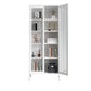 Modern Bookshelf Metal Closed Back Bookcase with Door for Office 27.6"L x 13.8"W x 70.9"H White Clearhalo 'Bookcases' 'furn' 'furn_bookcases' 'Furniture' 'Office Furniture' 5350116