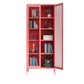 Modern Bookshelf Metal Closed Back Bookcase with Door for Office 27.6"L x 13.8"W x 70.9"H Pink Clearhalo 'Bookcases' 'furn' 'furn_bookcases' 'Furniture' 'Office Furniture' 5350118