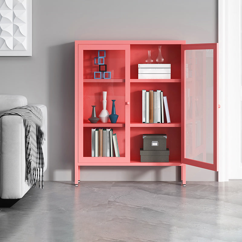 Modern Bookshelf Metal Closed Back Bookcase with Door for Office Clearhalo 'Bookcases' 'furn' 'furn_bookcases' 'Furniture' 'Office Furniture' 5350120
