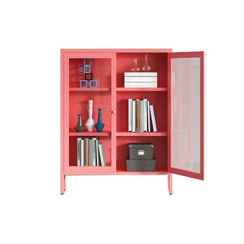 Modern Bookshelf Metal Closed Back Bookcase with Door for Office Clearhalo 'Bookcases' 'furn' 'furn_bookcases' 'Furniture' 'Office Furniture' 5350122
