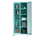 Modern Bookshelf Metal Closed Back Bookcase with Door for Office 27.6"L x 13.8"W x 70.9"H Sky Blue Clearhalo 'Bookcases' 'furn' 'furn_bookcases' 'Furniture' 'Office Furniture' 5350123