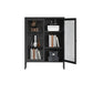 Modern Bookshelf Metal Closed Back Bookcase with Door for Office 31.5"L x 13.8"W x 40"H Black Clearhalo 'Bookcases' 'furn' 'furn_bookcases' 'Furniture' 'Office Furniture' 5350127