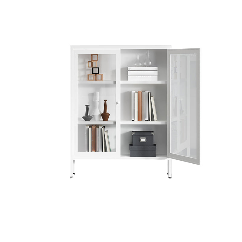 Modern Bookshelf Metal Closed Back Bookcase with Door for Office 31.5"L x 13.8"W x 40"H White Clearhalo 'Bookcases' 'furn' 'furn_bookcases' 'Furniture' 'Office Furniture' 5350129