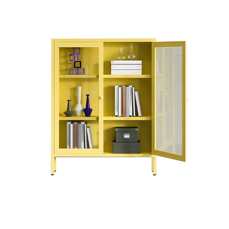 Modern Bookshelf Metal Closed Back Bookcase with Door for Office 31.5"L x 13.8"W x 40"H Yellow Clearhalo 'Bookcases' 'furn' 'furn_bookcases' 'Furniture' 'Office Furniture' 5350131