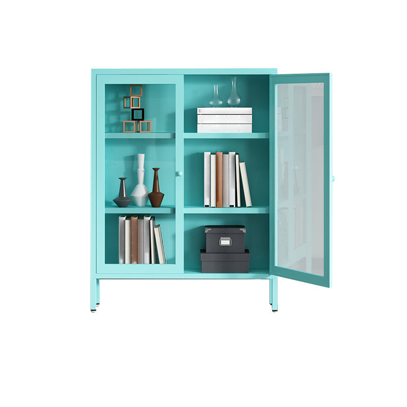 Modern Bookshelf Metal Closed Back Bookcase with Door for Office 31.5"L x 13.8"W x 40"H Sky Blue Clearhalo 'Bookcases' 'furn' 'furn_bookcases' 'Furniture' 'Office Furniture' 5350132