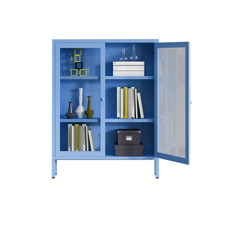 Modern Bookshelf Metal Closed Back Bookcase with Door for Office 31.5"L x 13.8"W x 40"H Dark Blue Clearhalo 'Bookcases' 'furn' 'furn_bookcases' 'Furniture' 'Office Furniture' 5350133