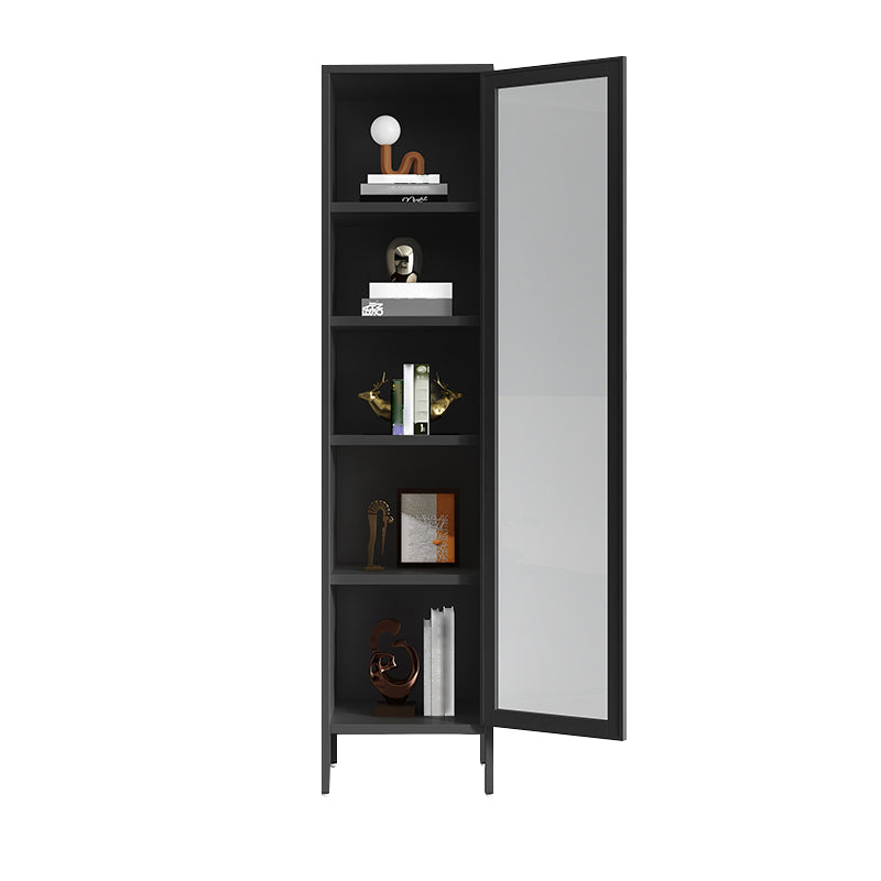 Modern Bookshelf Metal Closed Back Bookcase with Door for Office 15.7"L x 13.8"W x 70.9"H Black Clearhalo 'Bookcases' 'furn' 'furn_bookcases' 'Furniture' 'Office Furniture' 5350134