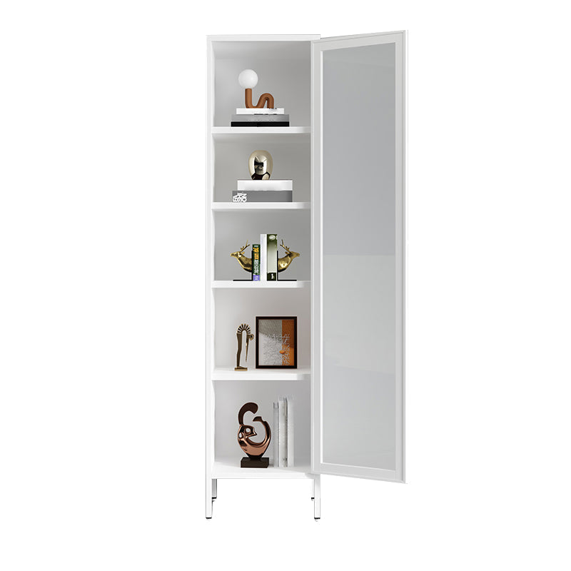 Modern Bookshelf Metal Closed Back Bookcase with Door for Office 15.7"L x 13.8"W x 70.9"H White Clearhalo 'Bookcases' 'furn' 'furn_bookcases' 'Furniture' 'Office Furniture' 5350135