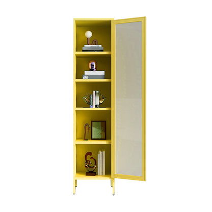 Modern Bookshelf Metal Closed Back Bookcase with Door for Office 15.7"L x 13.8"W x 70.9"H Yellow Clearhalo 'Bookcases' 'furn' 'furn_bookcases' 'Furniture' 'Office Furniture' 5350137