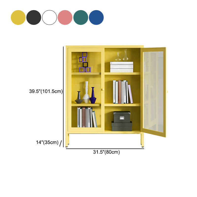 Modern Bookshelf Metal Closed Back Bookcase with Door for Office Clearhalo 'Bookcases' 'furn' 'furn_bookcases' 'Furniture' 'Office Furniture' 5350140