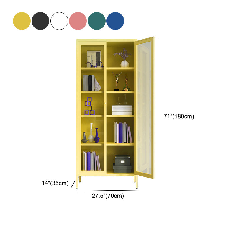 Modern Bookshelf Metal Closed Back Bookcase with Door for Office Clearhalo 'Bookcases' 'furn' 'furn_bookcases' 'Furniture' 'Office Furniture' 5350142