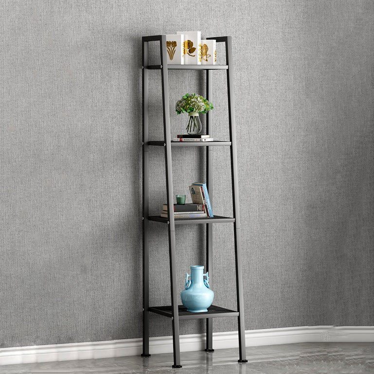 Contemporary Ladder Bookshelf Metal Open Back Bookcase for Home Office