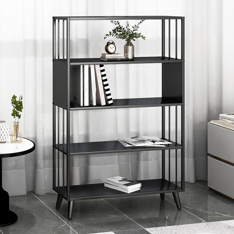 Modern Style Metal Bookshelf Black Open Back Bookcase for Home Office Clearhalo 'Bookcases' 'furn' 'furn_bookcases' 'Furniture' 'Office Furniture' 5350227