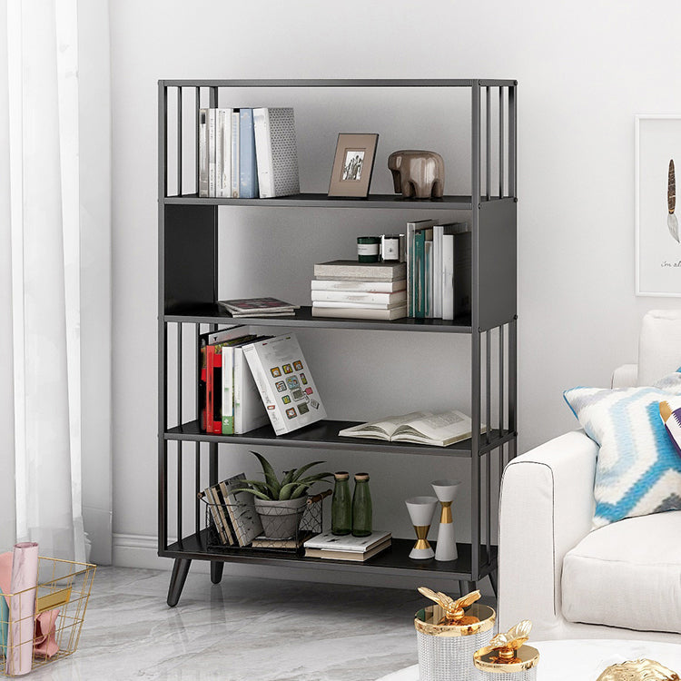 Modern Style Metal Bookshelf Black Open Back Bookcase for Home Office Clearhalo 'Bookcases' 'furn' 'furn_bookcases' 'Furniture' 'Office Furniture' 5350230
