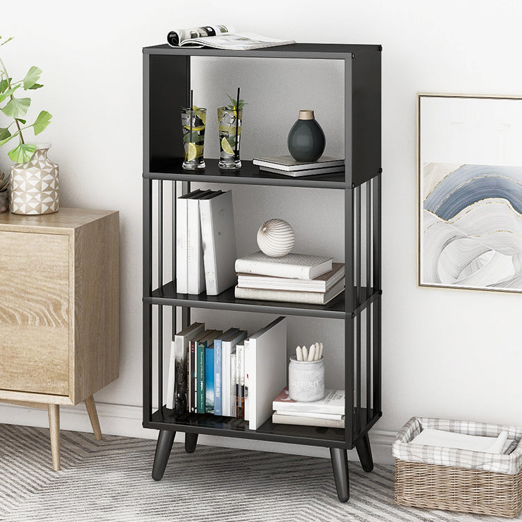 Modern Style Metal Bookshelf Black Open Back Bookcase for Home Office Clearhalo 'Bookcases' 'furn' 'furn_bookcases' 'Furniture' 'Office Furniture' 5350234